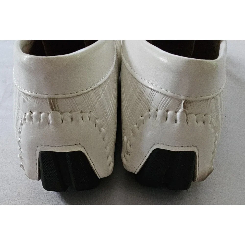Royal Mens Driver Loafers 9.5 White Leopard Medallion Bit Slip On Moc Toe Casual